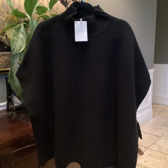 BNWT OAK + FORT Turtleneck Cape O/S Black - Picture 8 of 9